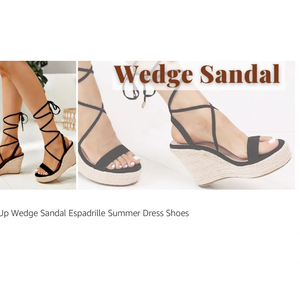 Coutgo Wedge Espadrilles 6 1/2 Dark Blue